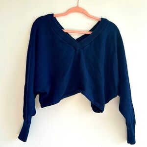 Eloquii Navy Knit V Neck Crop Size 14/16